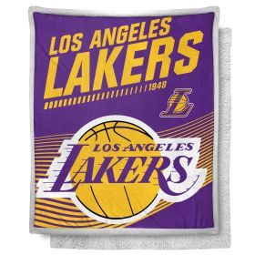 Lakers OFFICIAL NBA "New School" Mink Sherpa Throw Blanket; 50" x 60"