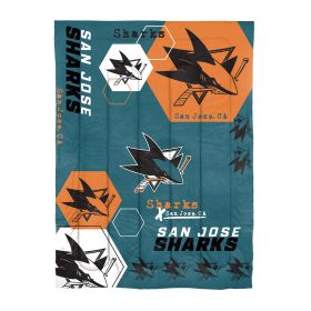 Sharks OFFICIAL NHL "Hexagon" Twin Comforter & Sham Set; 64" x 86"