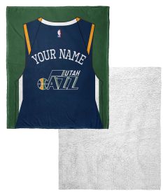 [Personalization Only] OFFICIAL NBA Jersey Silk Touch Sherpa Throw Blanket - Jazz