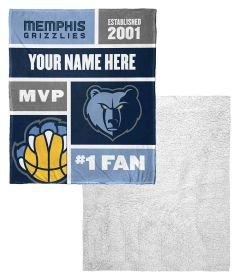 [Personalization Only] OFFICIAL NBA Colorblock Silk Touch Sherpa Throw Blanket - Memphis Grizzlies