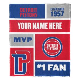 [Personalization Only] OFFICIAL NBA Colorblock Silk Touch Throw Blanket - Detroit Pistons