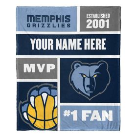 [Personalization Only] OFFICIAL NBA Colorblock Silk Touch Throw Blanket - Memphis Grizzlies