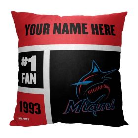 [Personalization Only] OFFICIAL MLB Colorblock Personalized Pillow - Miami Marlins