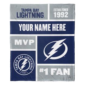 [Personalization Only] OFFICIAL NHL Colorblock Personalized Silk Touch Throw Blanket - Tampa Bay Lightning