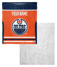 [Personalization Only] OFFICIAL NHL Jersey Personalized Silk Touch Sherpa Throw Blanket - Oilers