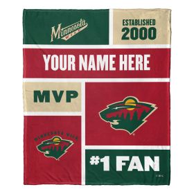 [Personalization Only] OFFICIAL NHL Colorblock Personalized Silk Touch Throw Blanket - Minnesota Wild