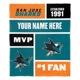 [Personalization Only] OFFICIAL NHL Colorblock Personalized Silk Touch Throw Blanket - San Jose Sharks