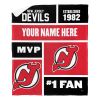 [Personalization Only] OFFICIAL NHL Colorblock Personalized Silk Touch Sherpa Throw Blanket - New Jersey Devils