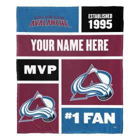 [Personalization Only] OFFICIAL NHL Colorblock Personalized Silk Touch Throw Blanket - Colorado Avalanche