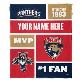 [Personalization Only] OFFICIAL NHL Colorblock Personalized Silk Touch Throw Blanket - Florida Panthers