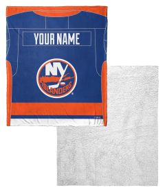 [Personalization Only] OFFICIAL NHL Jersey Personalized Silk Touch Sherpa Throw Blanket - Islanders