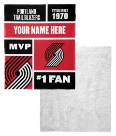 [Personalization Only] OFFICIAL NBA Colorblock Silk Touch Sherpa Throw Blanket - Portland Trail Blazers