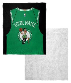 [Personalization Only] OFFICIAL NBA Jersey Silk Touch Sherpa Throw Blanket - Celtics