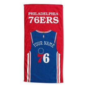 [Personalization Only] OFFICIAL NBA Jersey Personalized Beach Towel - Philadelphia 76ers