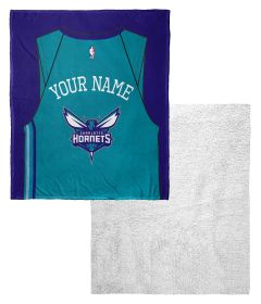 [Personalization Only] OFFICIAL NBA Jersey Silk Touch Sherpa Throw Blanket - Hornets