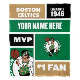 [Personalization Only] OFFICIAL NBA Colorblock Silk Touch Throw Blanket - Boston Celtics