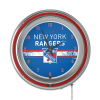 NHL Chrome Double Rung Neon Clock - New York Rangers������