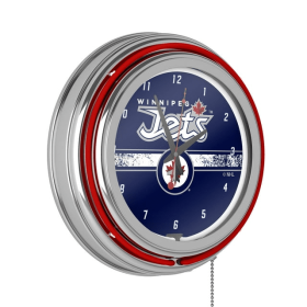 NHL Chrome Double Rung Neon Clock - Winnipeg Jets���