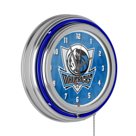 NBA Chrome Double Rung Neon Clock - City - Dallas Mavericks